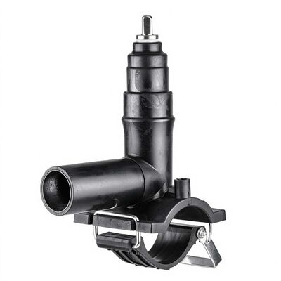 PE100 Tapping Valve Saddle | Under Clamp | 4mm Auto Pin | Brass Isolation Valve & Cutter | Water PN16 / Gas 10 Bar | DN63-225 x 63mm | Live-Main Branching for Gas, Water, Wastewater & Mining