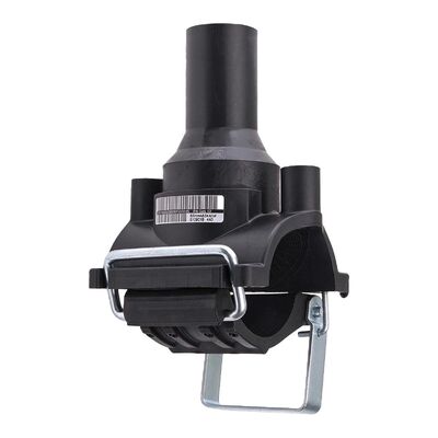 PE100 Compact Branch Saddle | Underclamp | 4mm Auto Pin | Small-Bore 20-63mm Outlet | Water PN16 / Gas 10 Bar | DN40-90 Main | Service Connection for Gas, Water, Mining & Irrigation Networks