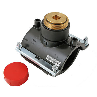 PE Electrofusion Fittings Saddle Tee For Air Pocket Plugging Weldable Sleeve / Joint