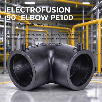 PE100 Electrofusion 90° Elbow DN20-250mm | 4.0mm Fusamatic Auto Pin | PN16 Water / 10 Bar Gas | Leak-Free Welded Directional Bends for Gas, Water, Mining & Irrigation Pipelines