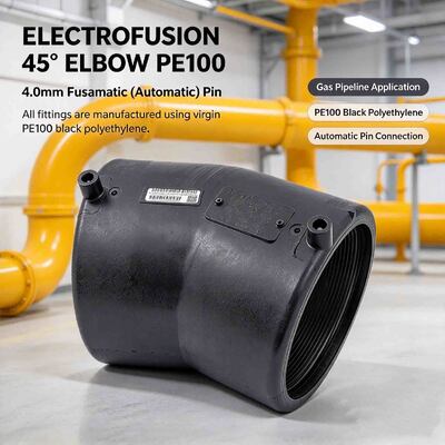 Large-Diameter PE100 22.5° Electrofusion Elbow DN180 | Automatic 4.0mm Fusamatic Pin | Water PN16 / Gas 10 Bar | Sweeping Low-Angle Bends Cutting Stress & Friction in Long-Run Gas & Water Mains