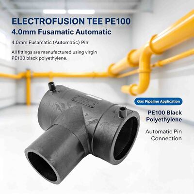 Electrofusion Equal Tee PE100 DN20-250mm | 4.0mm Fusamatic Auto Pin | Water PN16 / Gas 10 Bar | Three-Way Full-Bore Branch Joints for Reliable Flow Distribution in Gas & Water Networks