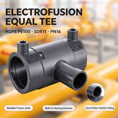 PE100 Electrofusion Reducing Tee DN20x32-200x110 | 4.0mm Fusamatic Auto Pin | Water PN16 / Gas 10 Bar | One-Fitting Branch Size Transitions Cutting Joints & Fittings in Gas, Water & Irrigation