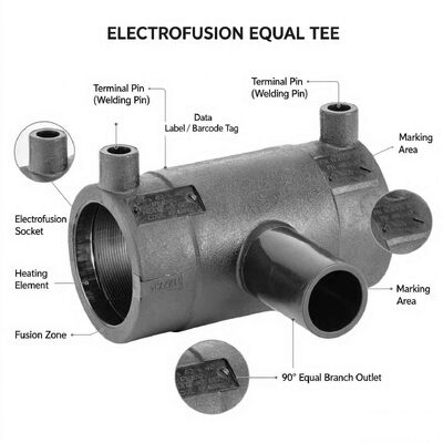 PE100 Electrofusion Reducing Tee DN20x32-200x110 | 4.0mm Fusamatic Auto Pin | Water PN16 / Gas 10 Bar | One-Fitting Branch Size Transitions Cutting Joints & Fittings in Gas, Water & Irrigation
