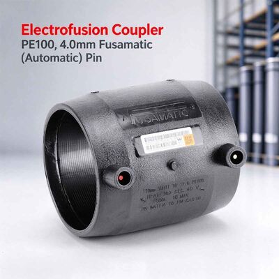 PE100 Electrofusion Coupler DN20-280 | 4.0mm Fusamatic Auto Pin | Water PN16 / Gas 10 Bar | All-Round SDR11-21 Pipe Jointing with Brass & Stainless Adaptor Options for Gas, Water & Wastewater