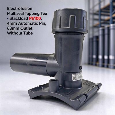 Stackable Electrofusion Tapping Tee | 63mm High-Flow Outlet | 4mm Auto Pin | Water PN16 / Gas 10 Bar | Heavy-Duty Service Branches for PE100 Mains up to DN450 in Gas, Water & Mining