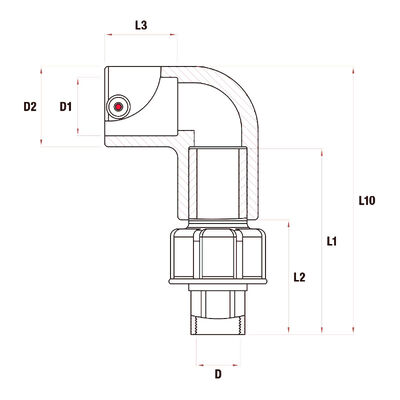 PE100 90° Electrofusion Transition Elbow | Brass Female BSPP Thread | 4mm Auto Pin | Water PN16 / Gas 10 Bar | Hexagon Insert for Metallic Service-Line Tie-Ins, Imperial Adapters DN25-63