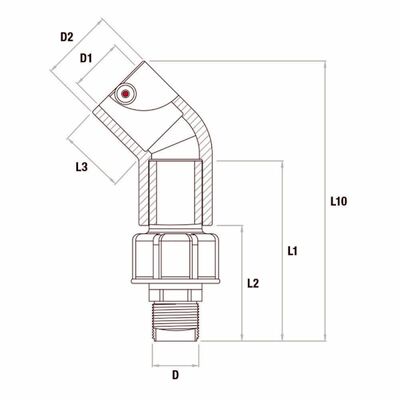 PE100 45° Electrofusion Transition Elbow | Brass Male BSPT Thread | 4mm Auto Pin | Water PN16 / Gas 10 Bar | Low-Pressure-Drop PE-to-Metal Pipe Adapter for Gas & Water Service Lines DN32-63