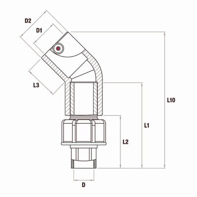 PE100 45° Electrofusion Transition Elbow | Female BSPP Thread | 4mm Auto Pin | Water PN16 / Gas 10 Bar | Metal-to-Plastic Adaptor for Gas Distribution, Water Supply & Imperial Fittings DN32-63