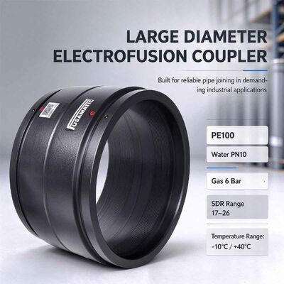 PE100 Large Diameter Electrofusion Coupler | 4mm Manual Pin | SDR 17-26 | Water PN10 / Gas 6 Bar | DN450-630 | Pipe-to-Pipe Repair & Extension for Water Mains, Gas Networks, Sewerage & Mining Lines